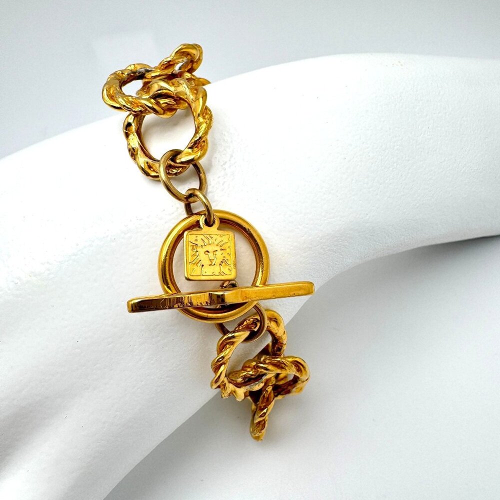 Anne Klein Bracelet Vintage Gold Tone Toggle Clasp Link Chain 8 inches